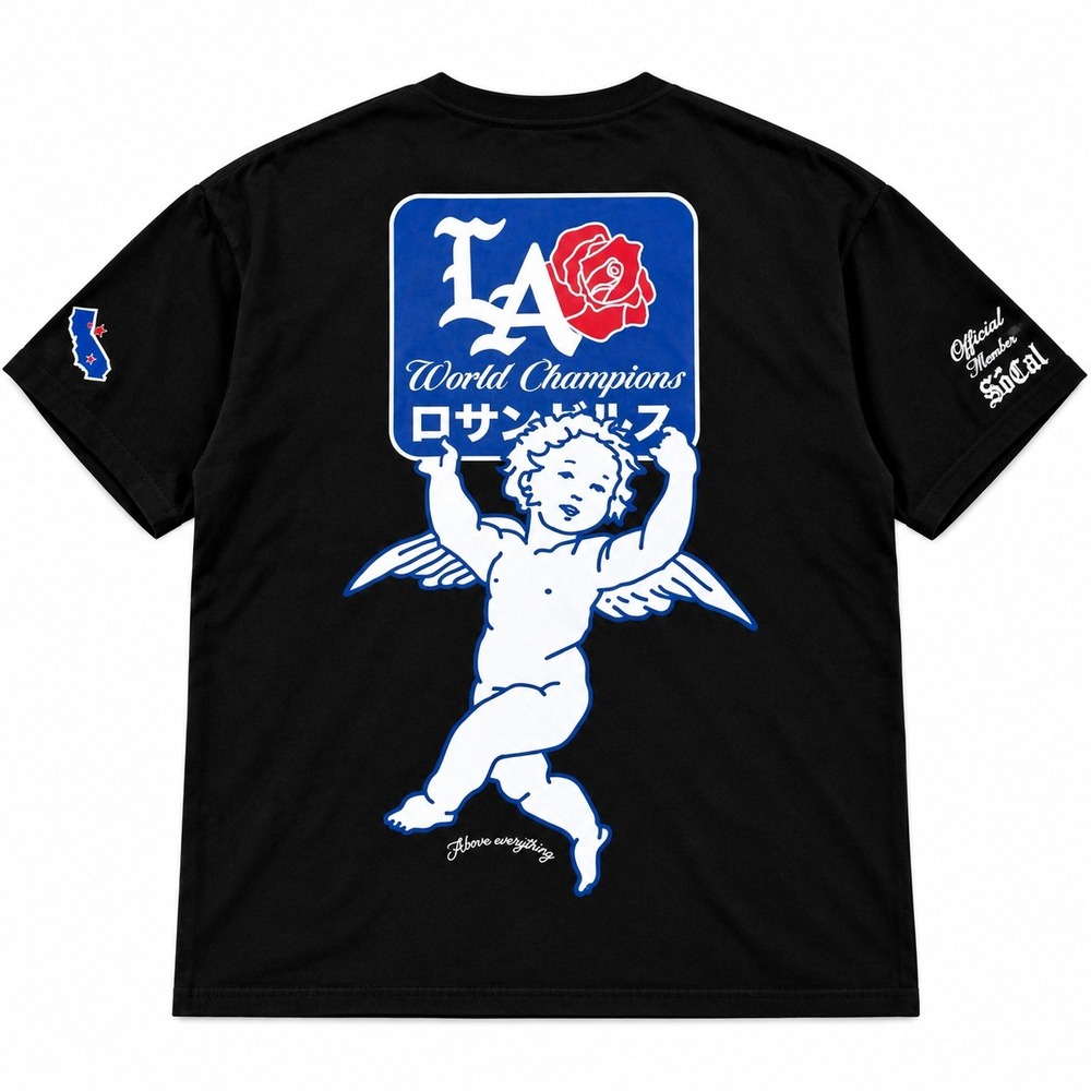 Primitive Skateboarding Mens LA World Champions Cherub Graphic T-Shirt Black M - Picture 3 of 4